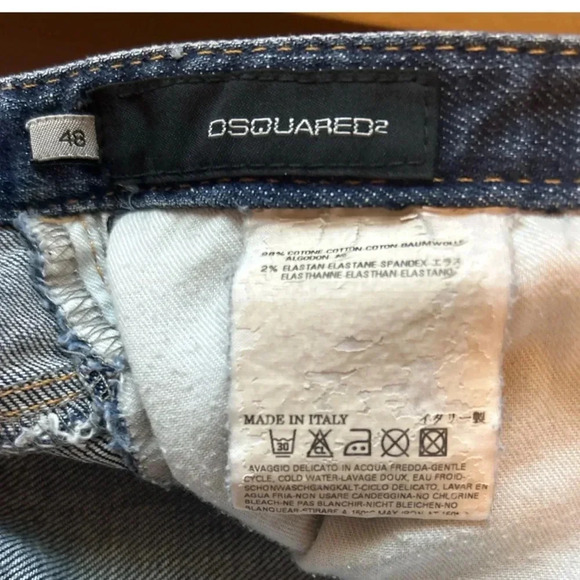 DSQUARED2 Men’s Cotton Blue Jeans size Eu 48 Waist US 34” Adjustable Back - Picture 7 of 7